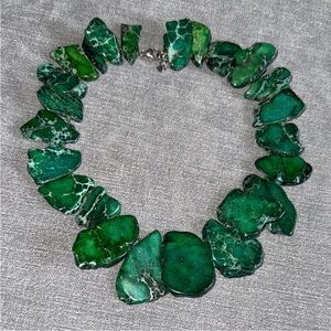 925 Lucas Lameth Chunky Green
Impression Jasper Slab Sterling Clasp
Necklace